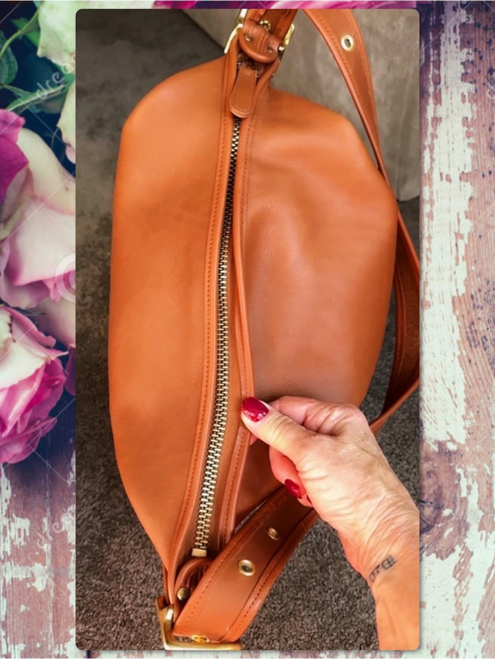 COACH BRITISH TAN LEATHER XL DUFFLE FEED SAC BUCKET BAG 9085 - Picture 9 of 16